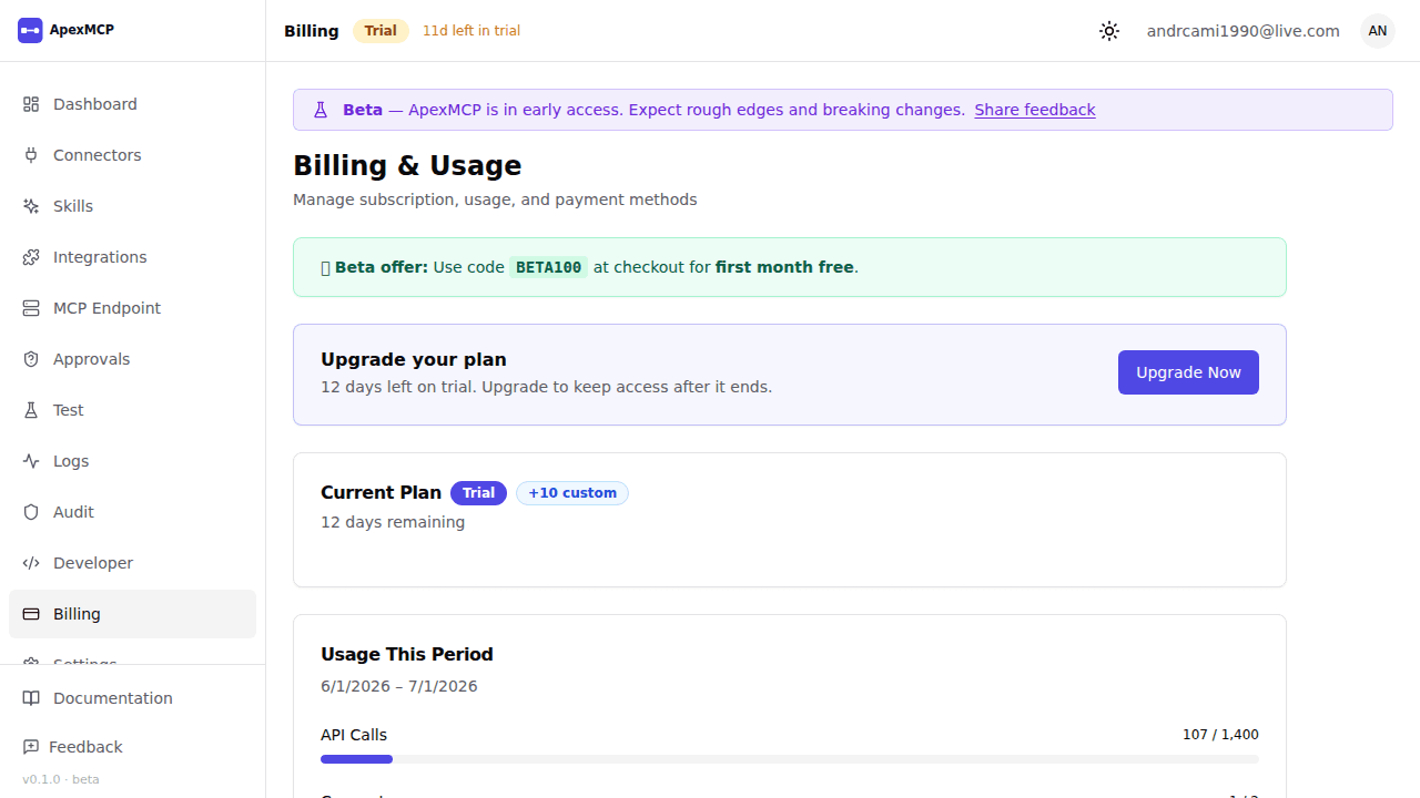 The Billing & Plans page